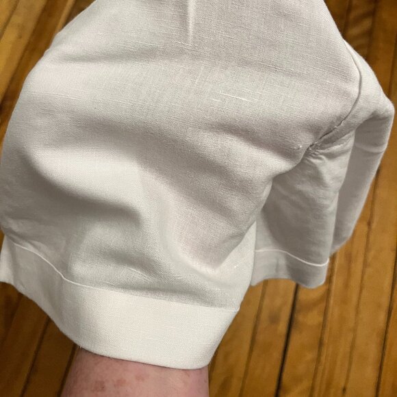 White Linen Blend Shorts with Self Tie, Size 4 - Picture 9 of 9